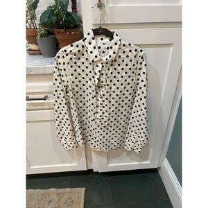 J.Crew Polka Dot Button Down Blouse  Sleeve Popover Top  French Girl Style Chc 6